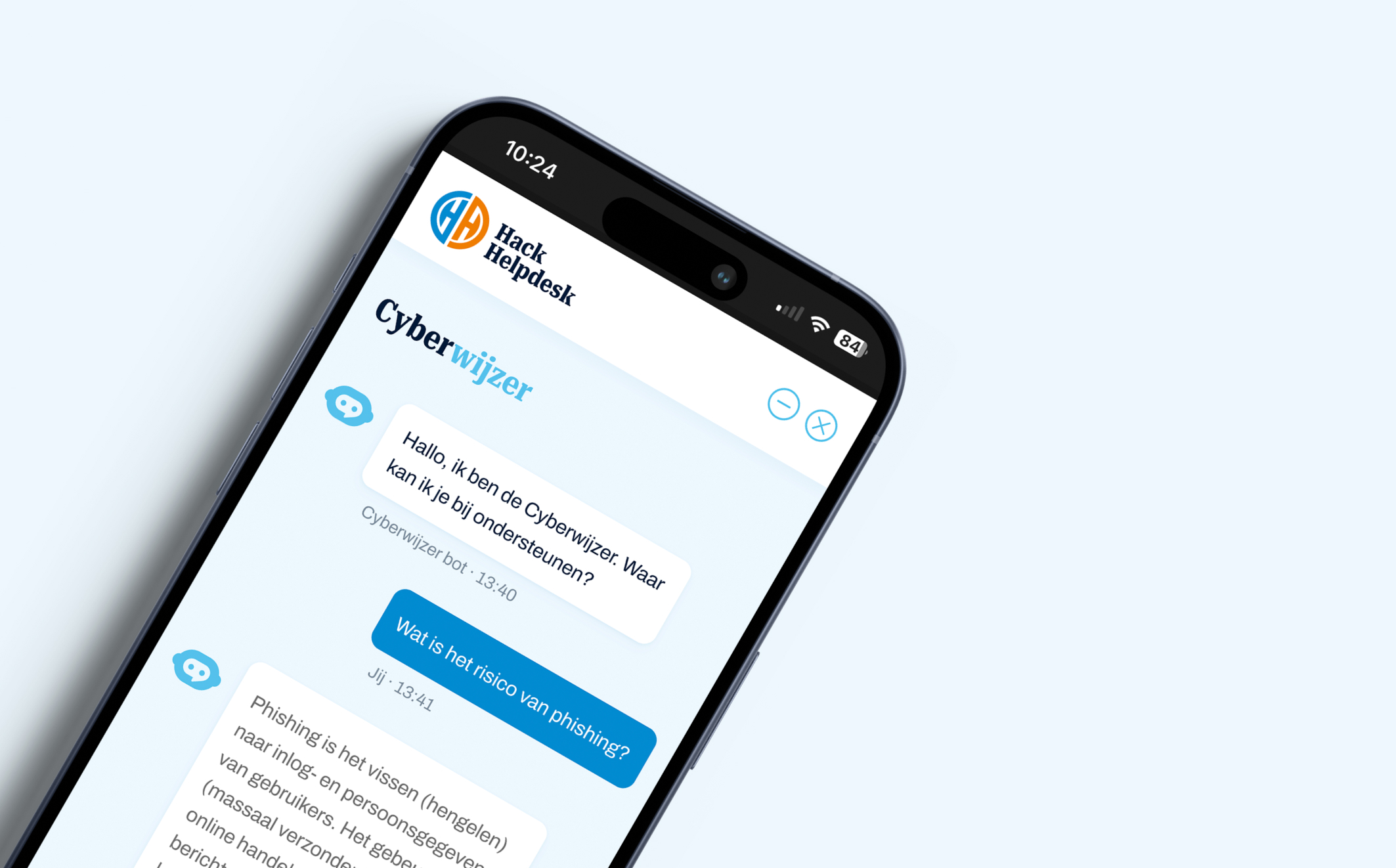 mockup vand e chatbot van hack helpdesk