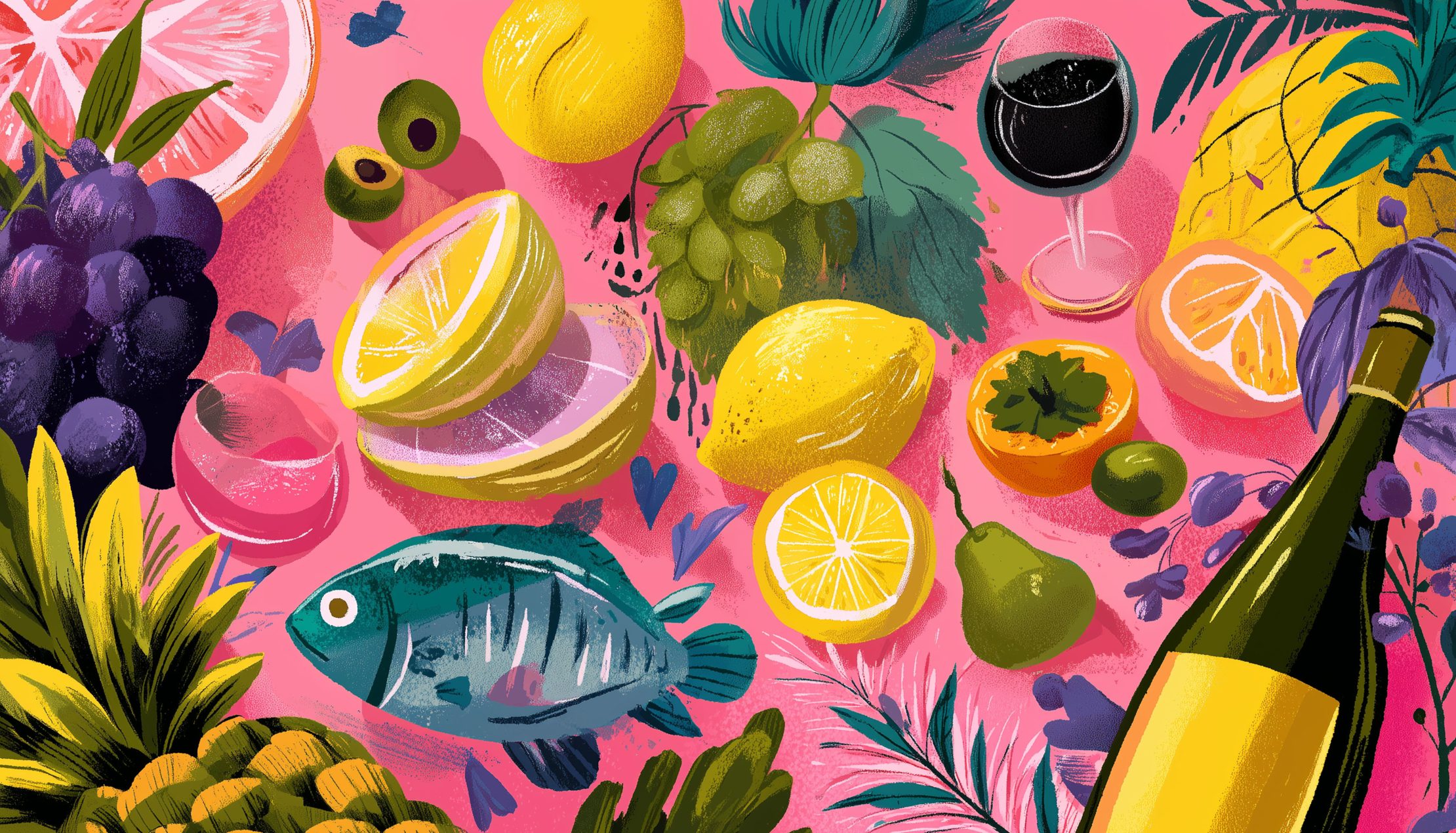 Kleurrijke tafel met allerlei eetgerechten